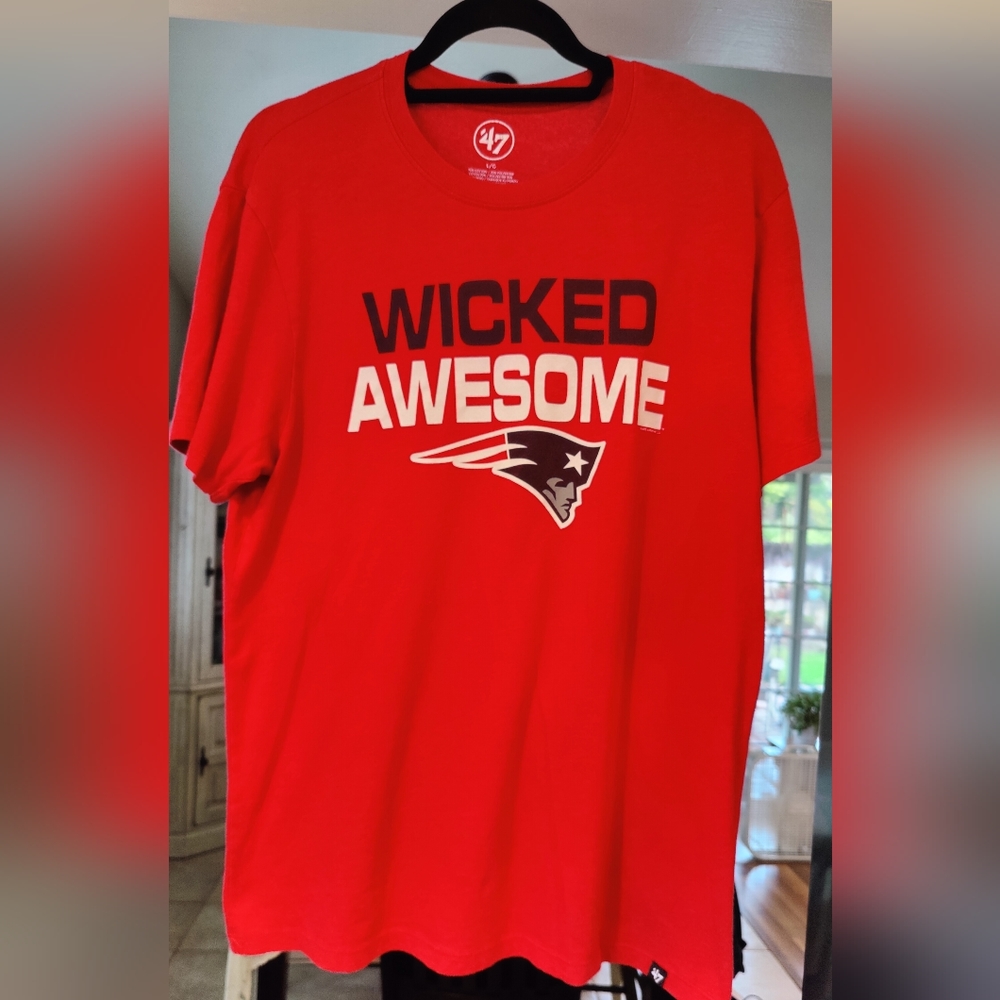 '47 Brand NFL New England Patriots Wicked Awesome Red Shirt Men's Size Large